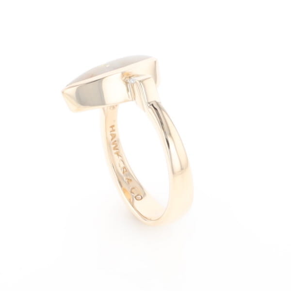 Gold Quartz Ring Pear Shape Inlaid with .18ctw Round Diamonds