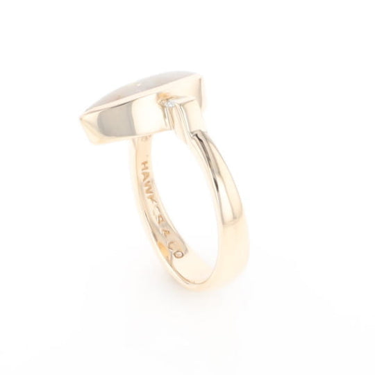 Gold Quartz Ring Pear Shape Inlaid with .18ctw Round Diamonds