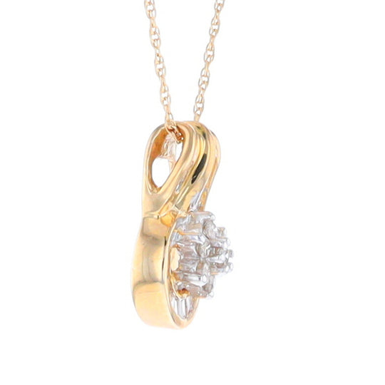 Gold Slide and Flower Diamond Pendant