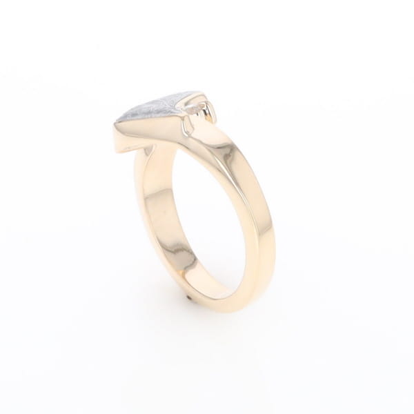 Meteorite Ring Boat Sail Inlaid Design with .04ctw Round Diamond