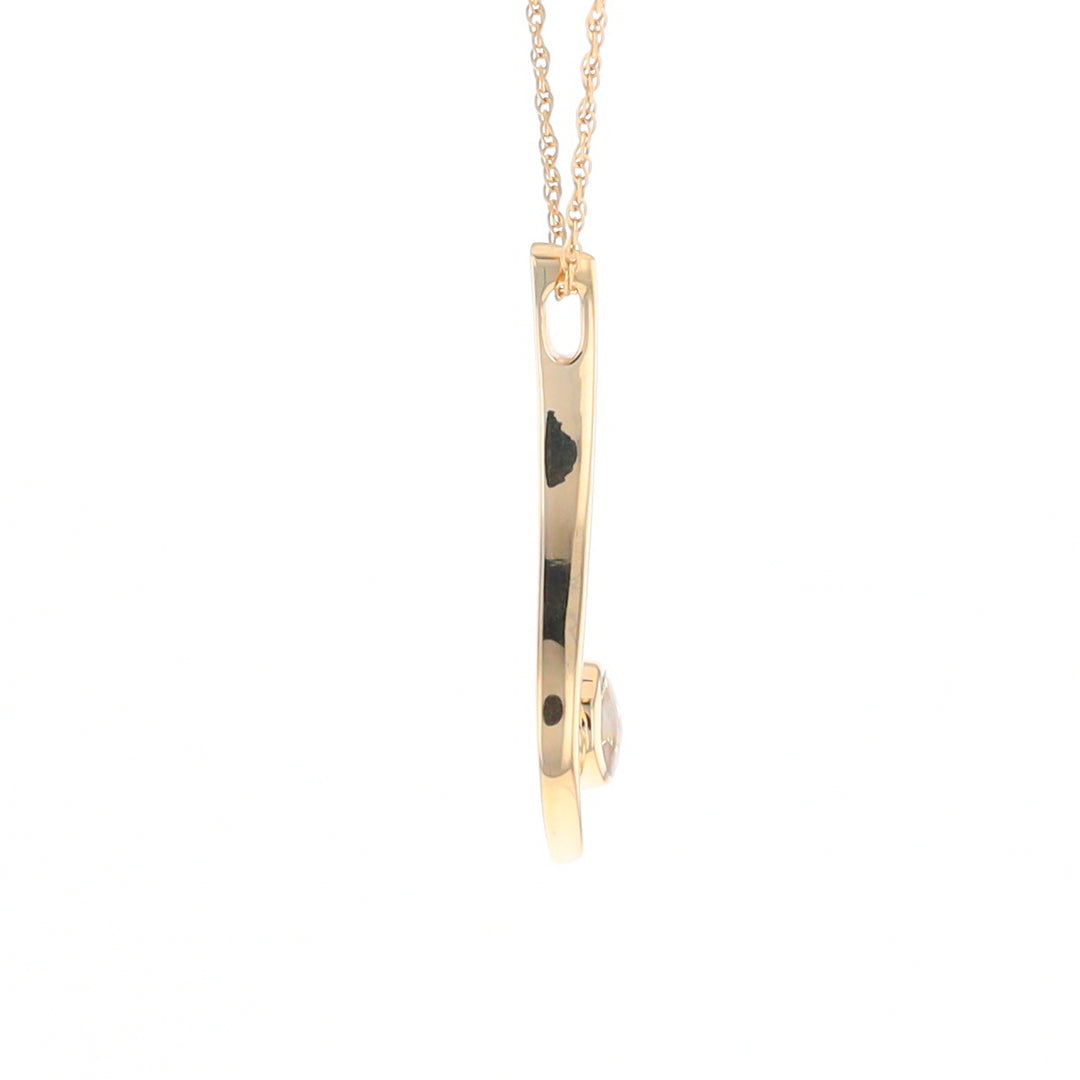 Round Inlaid Gold Quartz Curved Bar Pendant G2