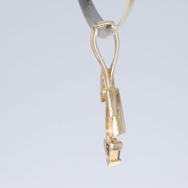 Opal Pendant Triangle Inlaid Design with Trillion Cut Tanzanite