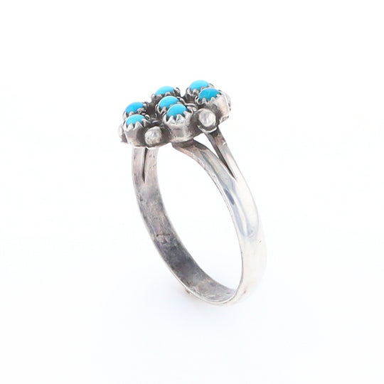 Round Turquoise Cluster Ring