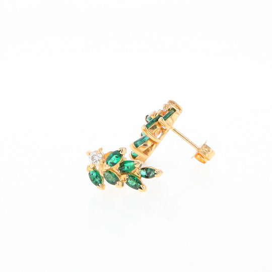 Marquise Emerald Cluster Stud Earrings