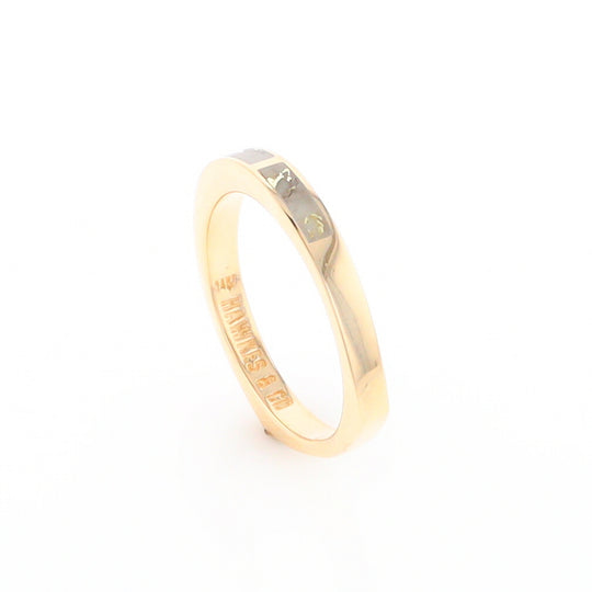 Gold Quartz Ring 3 Rectangle Section Inlaid Band