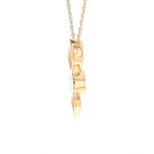 Gold Quartz Round Inlay Double Diamond Design Pendant