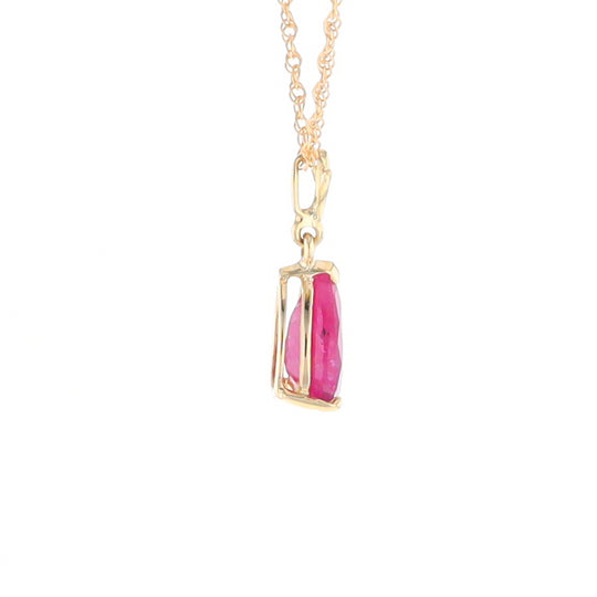 Pear Ruby Solitaire Necklace