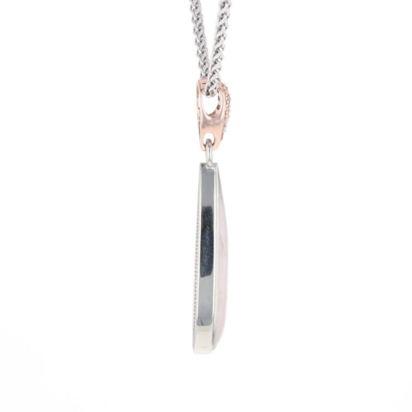 Rose Quartz Teardrop Inlaid Pendant with .11ctw diamonds