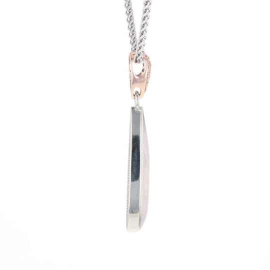 Rose Quartz Teardrop Inlaid Pendant with .11ctw diamonds