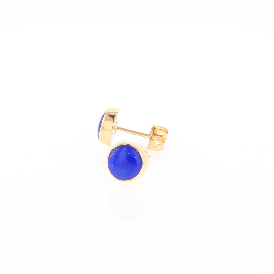 Lapis 6mm Round Inlaid Earrings