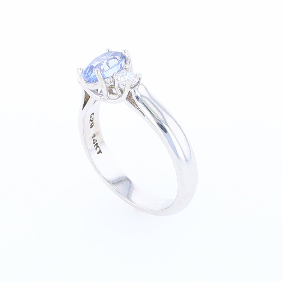 Ceylon Sapphire Three-Stone Trellis Ring