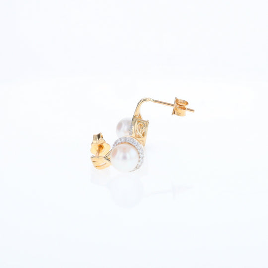 Pearl Drop Earrings with Diamond Halos