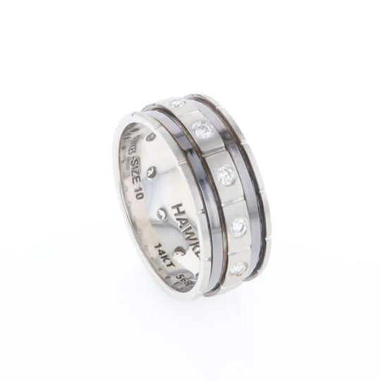 Contemporary Men's Comfort Fit Wedding Band With Diamonds