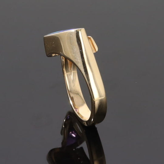 Opal Rings Geometric Inlaid with Amethyst and .08ctw Diamonds