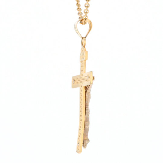 Two Tone Gold Crucifix Pendant