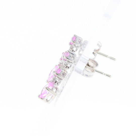 Synthetic Pink Sapphire Dangle Heart Earrings