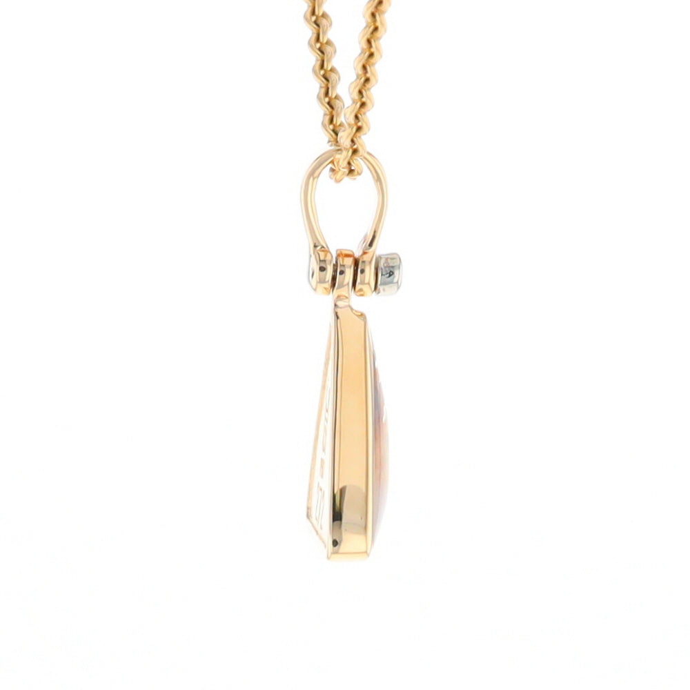 Gold Quartz Necklace Triangle Inlaid Pendant with .02ct Diamond