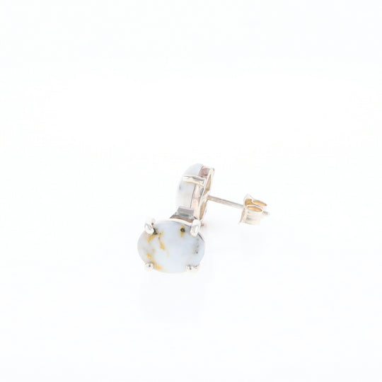 Gold Quartz Cabochon Stud Earrings