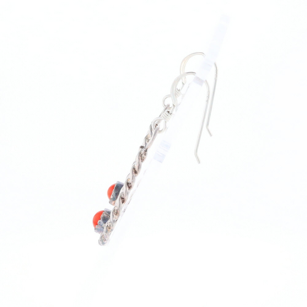 Native American Tear Drop Twist Coral Earrings