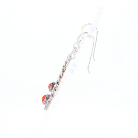 Native American Tear Drop Twist Coral Earrings