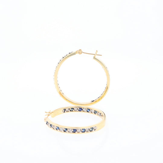 Sapphire & Diamond Hoop Earrings