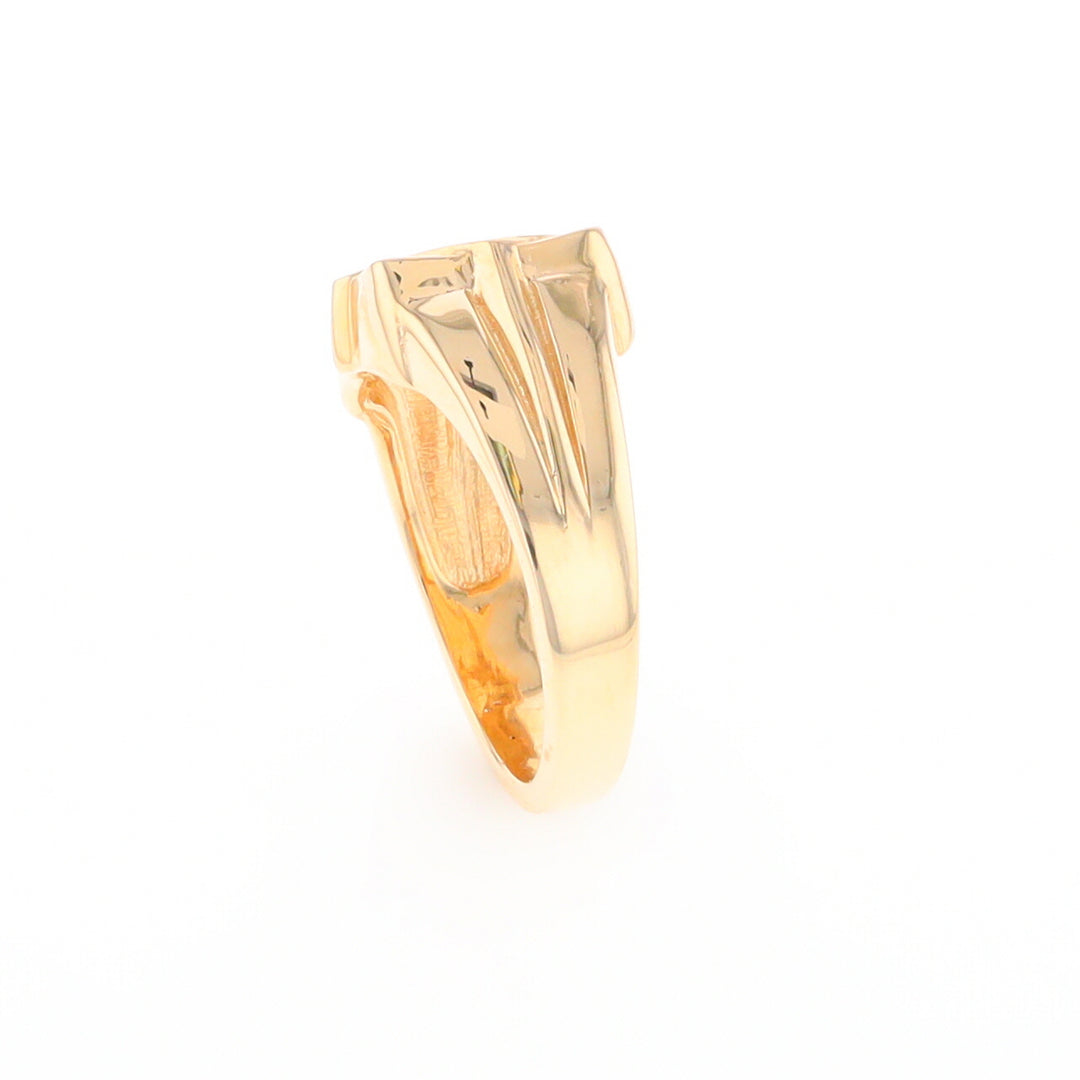 Gold Quartz Mens Ring with Diamond Accents