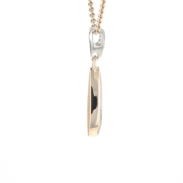 Gold Quartz Necklace Tear Drop Inlaid Pendant with .11ctw Diamonds