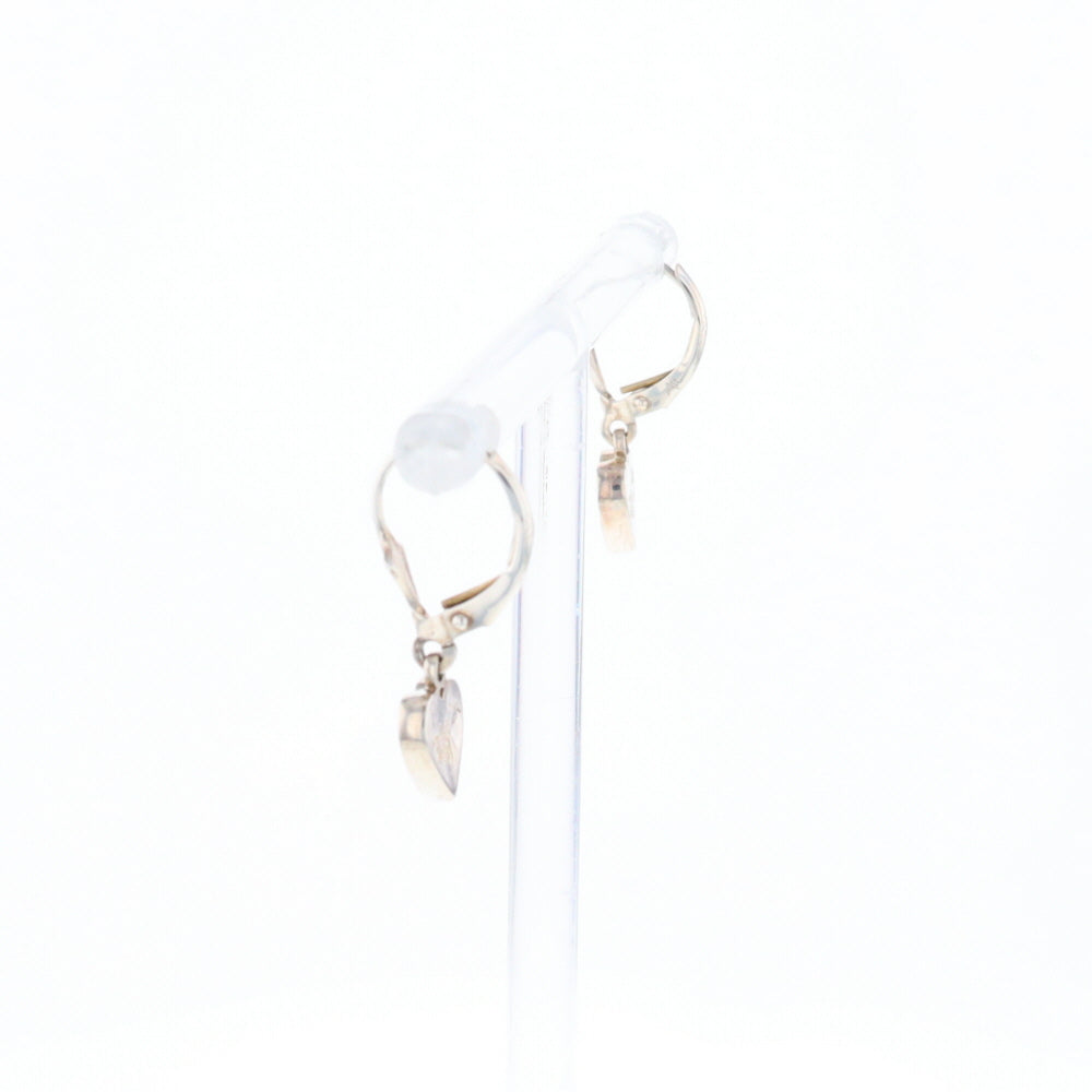 Silver Gold Quartz Inlaid Heart Earrings - G3