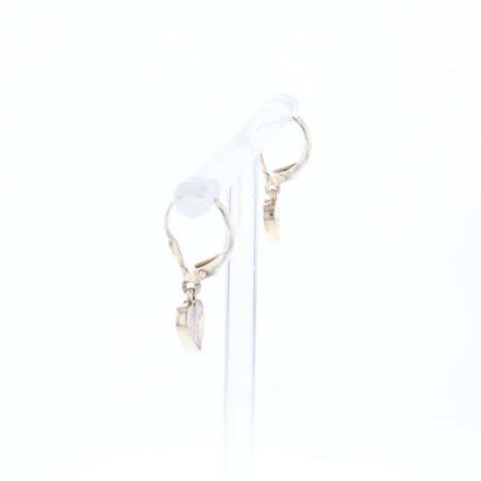 Silver Gold Quartz Inlaid Heart Earrings - G3