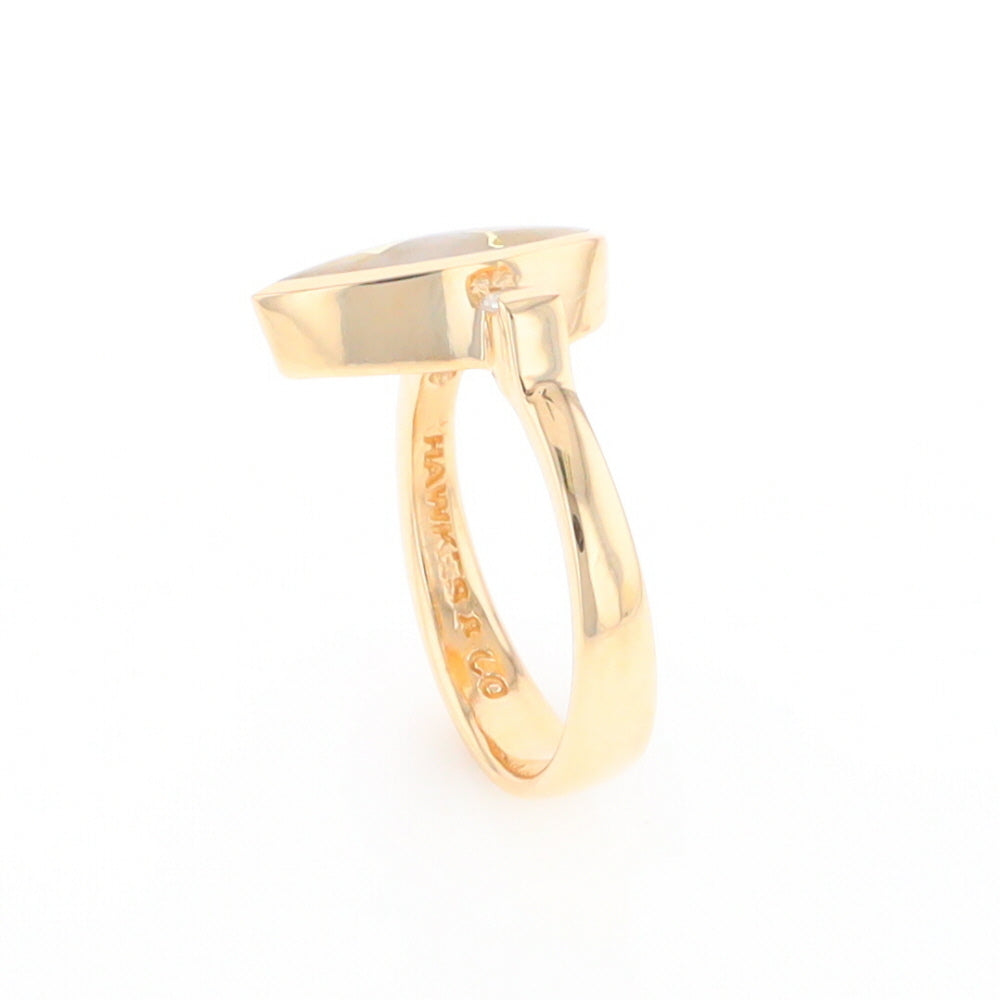 Gold Quartz Ring Pear Shape Inlaid with .18ctw Round Diamonds