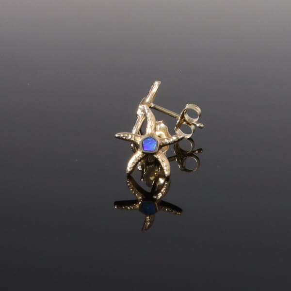Opal Earrings Inlaid Realistic Star Fish Design Studs