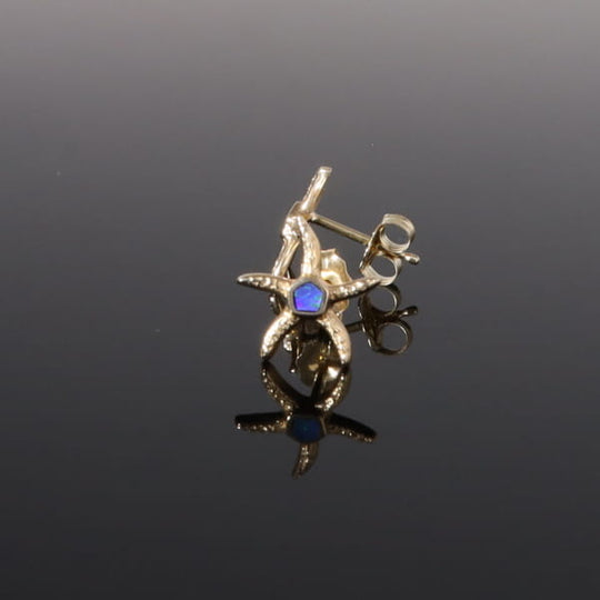 Opal Earrings Inlaid Realistic Star Fish Design Studs