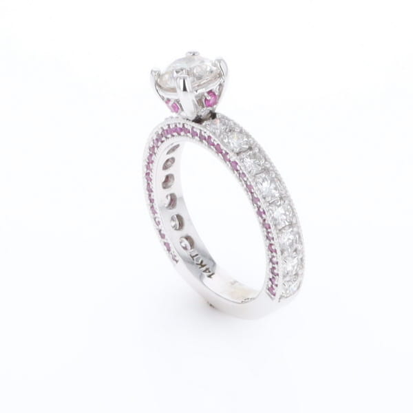 Diamond and Pink Sapphire Engagement Ring