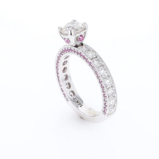 Diamond and Pink Sapphire Engagement Ring