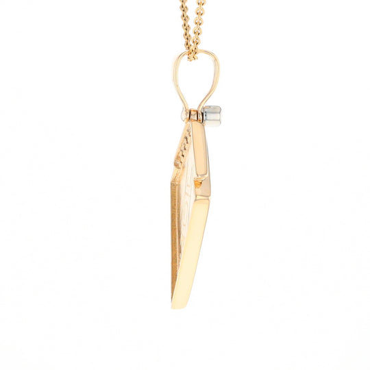 Gold Quartz Kite Shape Inlaid Pendant with .27ctw Diamonds