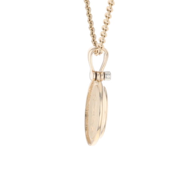 Gold Quartz Oval Inlaid Pendant with .02ct Diamond
