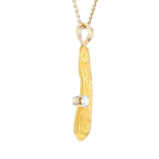 20K Natural Nugget Pendant with Diamond Accent