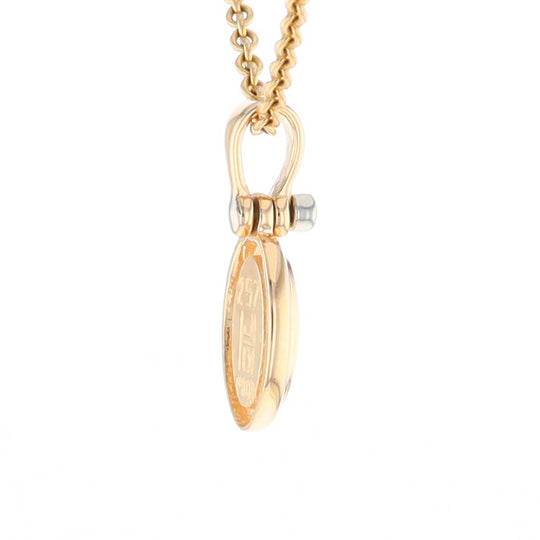 Gold Quartz Oval Inlaid Pendant with .02ct Diamond