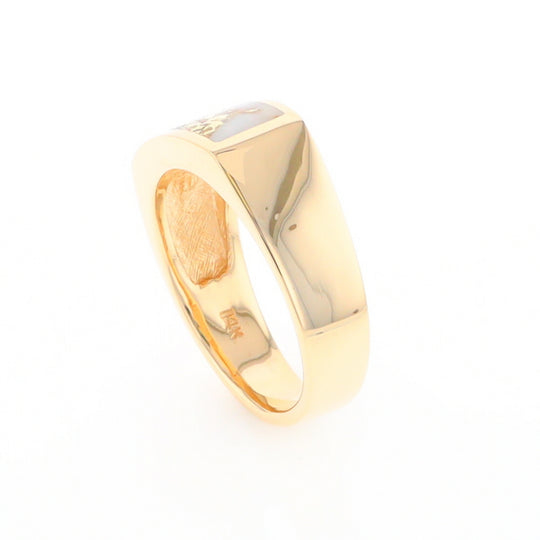 Gold Quartz Ring Rectangle Inlaid Design