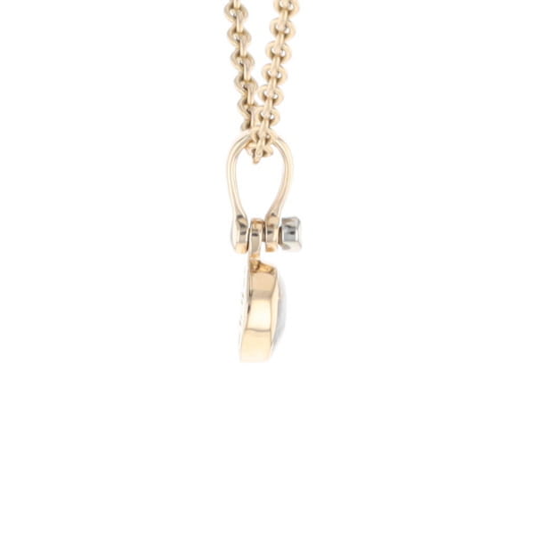 Gold Quartz Necklace Round Inlaid Pendant with .02ct Round Diamond