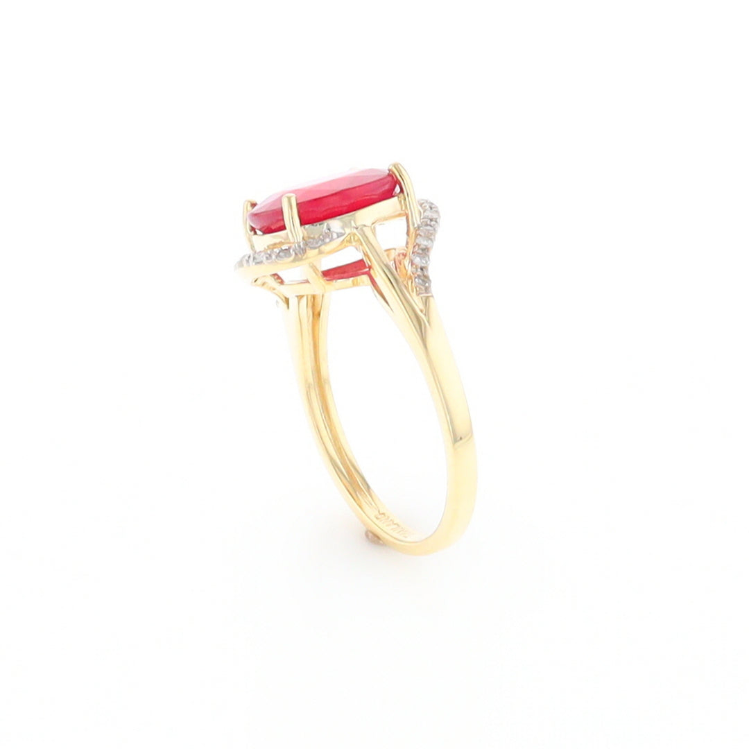 Ruby Bypass Ring with Diamond Accents