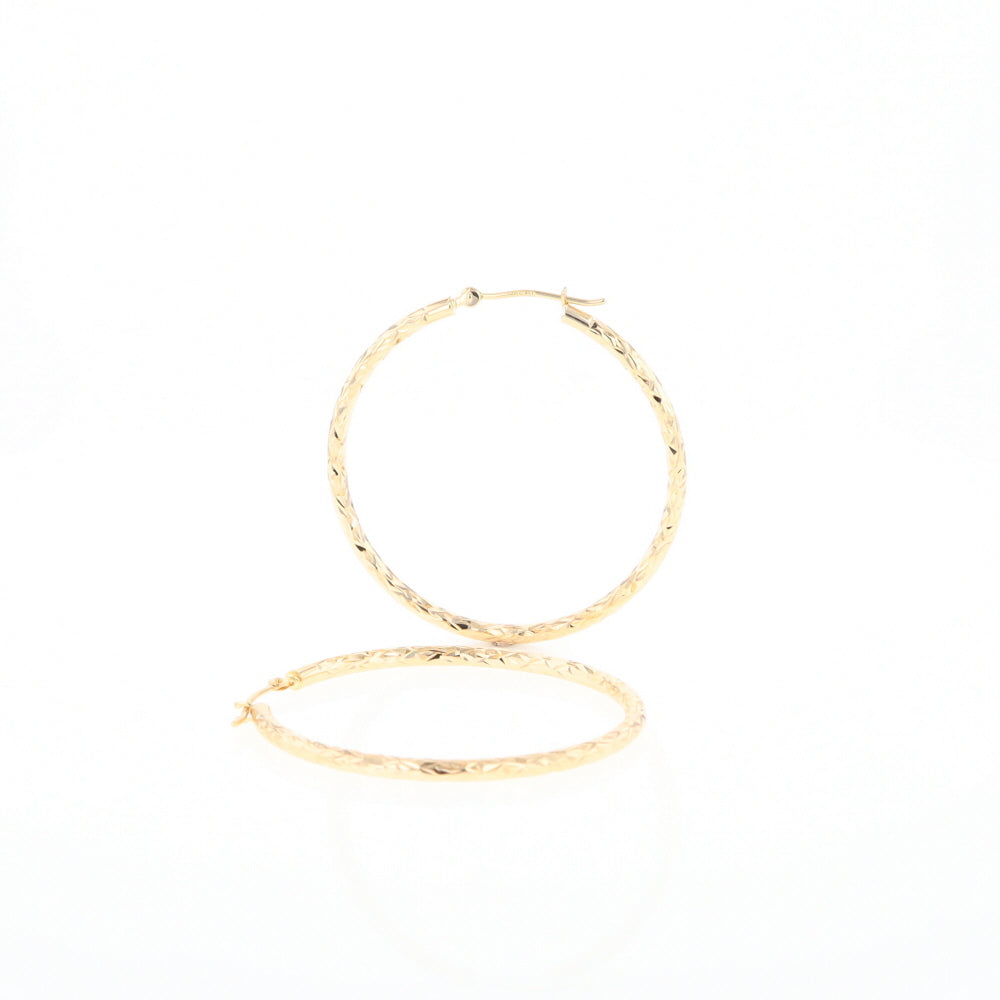 Textured Hollow Diamond Cut Hoop Earrings