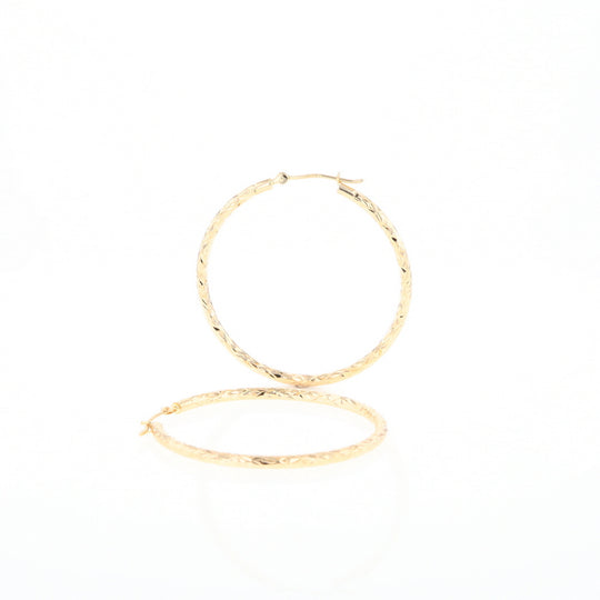 Textured Hollow Diamond Cut Hoop Earrings