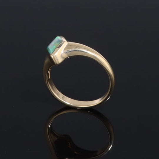 Ethiopian Opal Rings Diamond Shape Inlaid Design