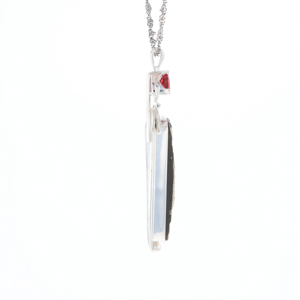 Druzy Quartz & Pink Trillion Tourmaline Pendant