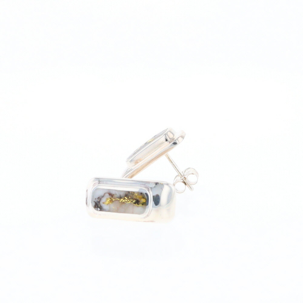 Gold Quartz Inlaid Rectangle Stud Earrings - G3