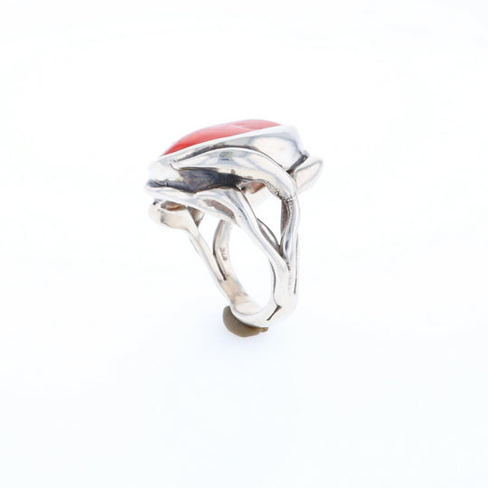 Native Oval Coral Free Form Ring