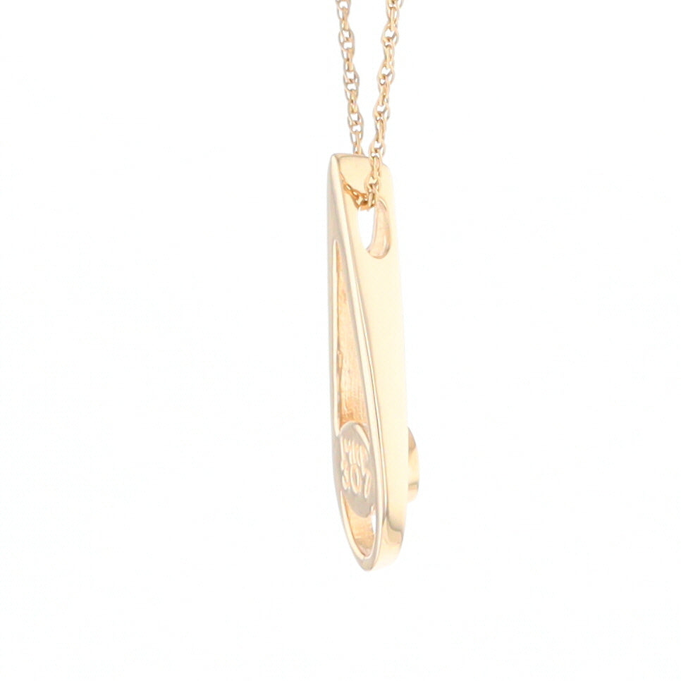 Open Teardrop Round Gold Quartz Inlaid Pendant