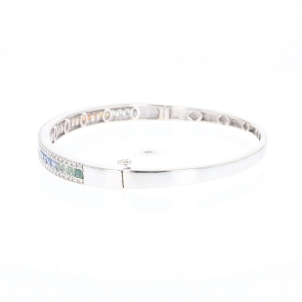 Multi-color Sapphire Cuff Bracelet with Diamond Accents