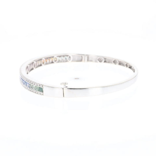 Multi-color Sapphire Cuff Bracelet with Diamond Accents